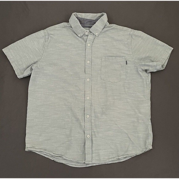 Mens Hurley Casual Button-Up Shirt Size X-Large Short Sleeve Green Chest Pocket - Picture 3 of 12